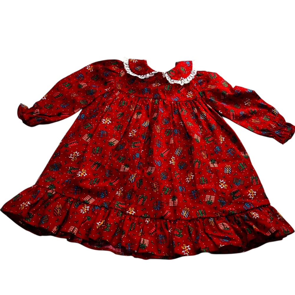 Polly Flinders Vintage Christmas Present‎ Red Dress Size 12 months Peter Pan